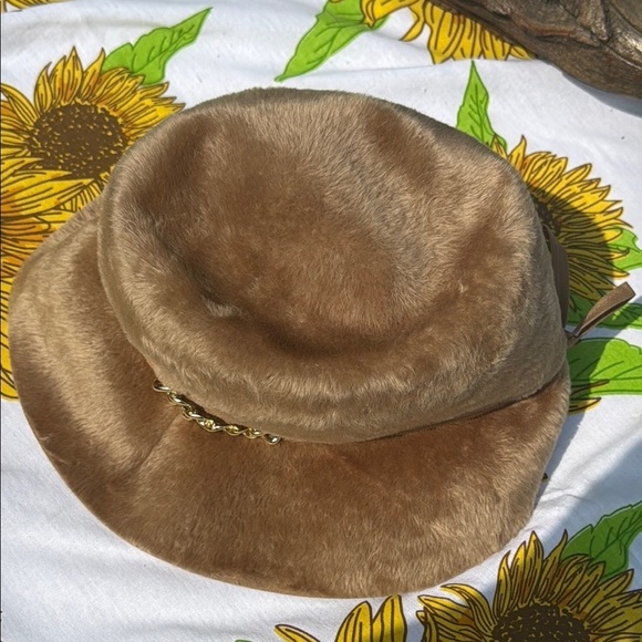 Betmar Tan Faux Fur Hat with Gold Chain main image 4
